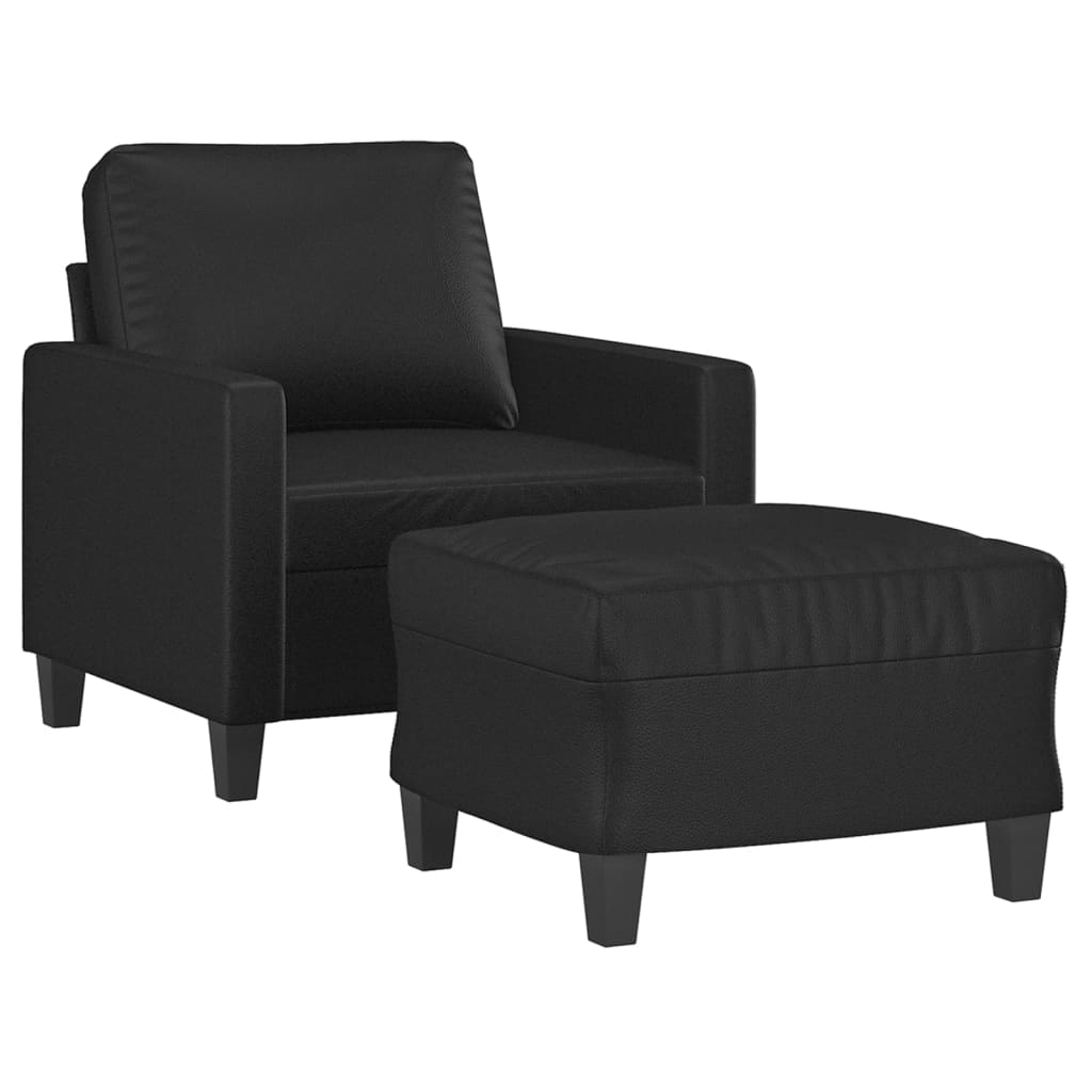 Fauteuil avec repose-pied Noir 60 cm Similicuir - XIOS