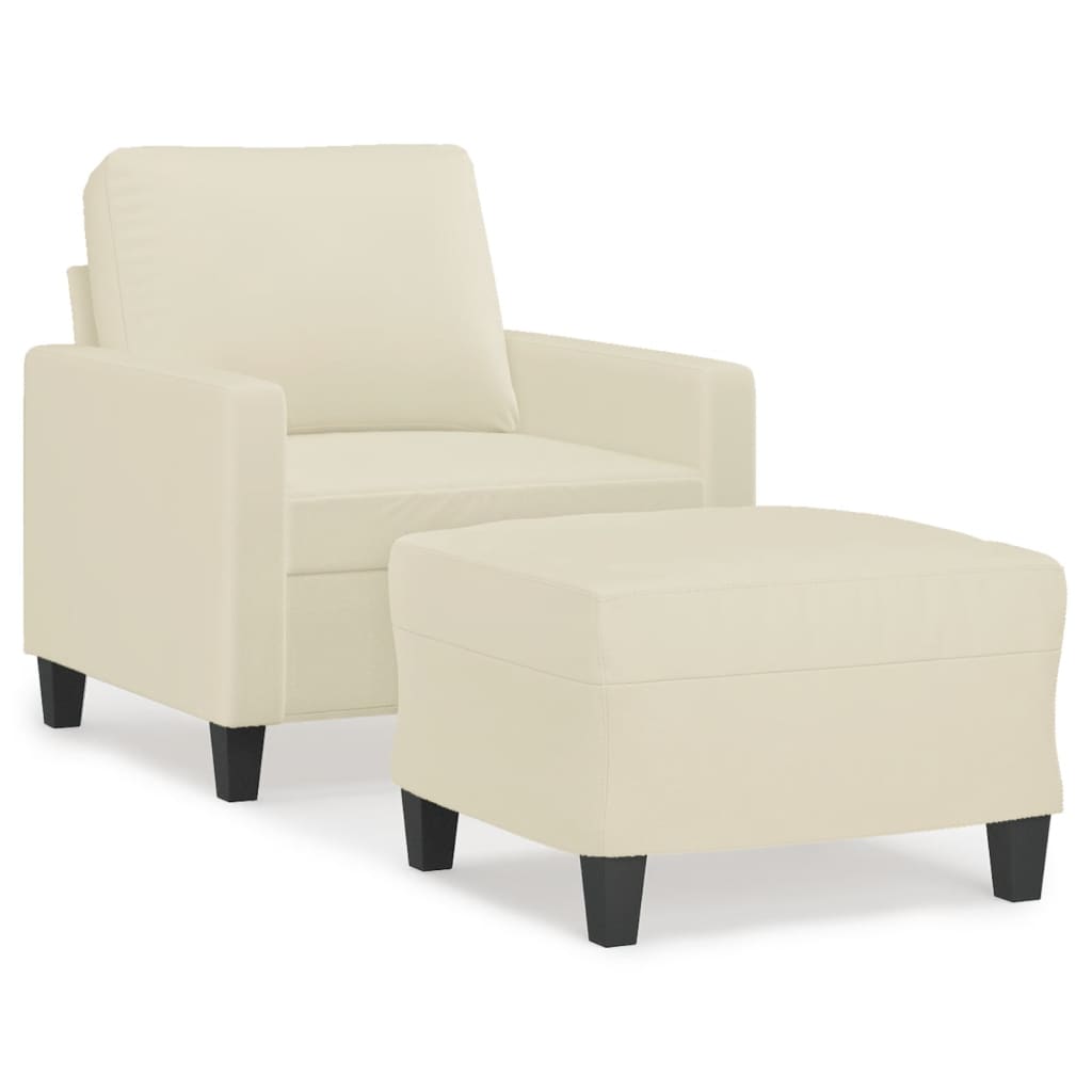 Fauteuil avec repose-pied Crème 60 cm Similicuir - XIOS