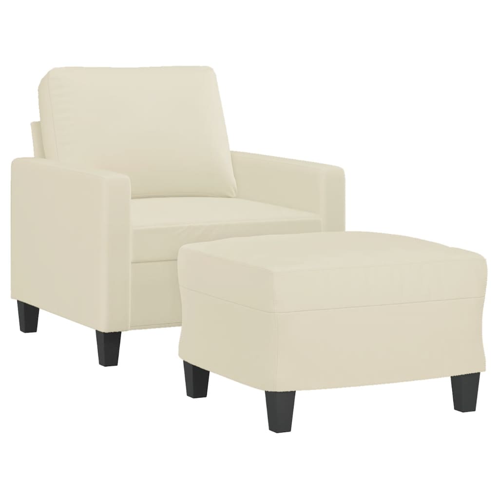 Fauteuil avec repose-pied Crème 60 cm Similicuir - XIOS