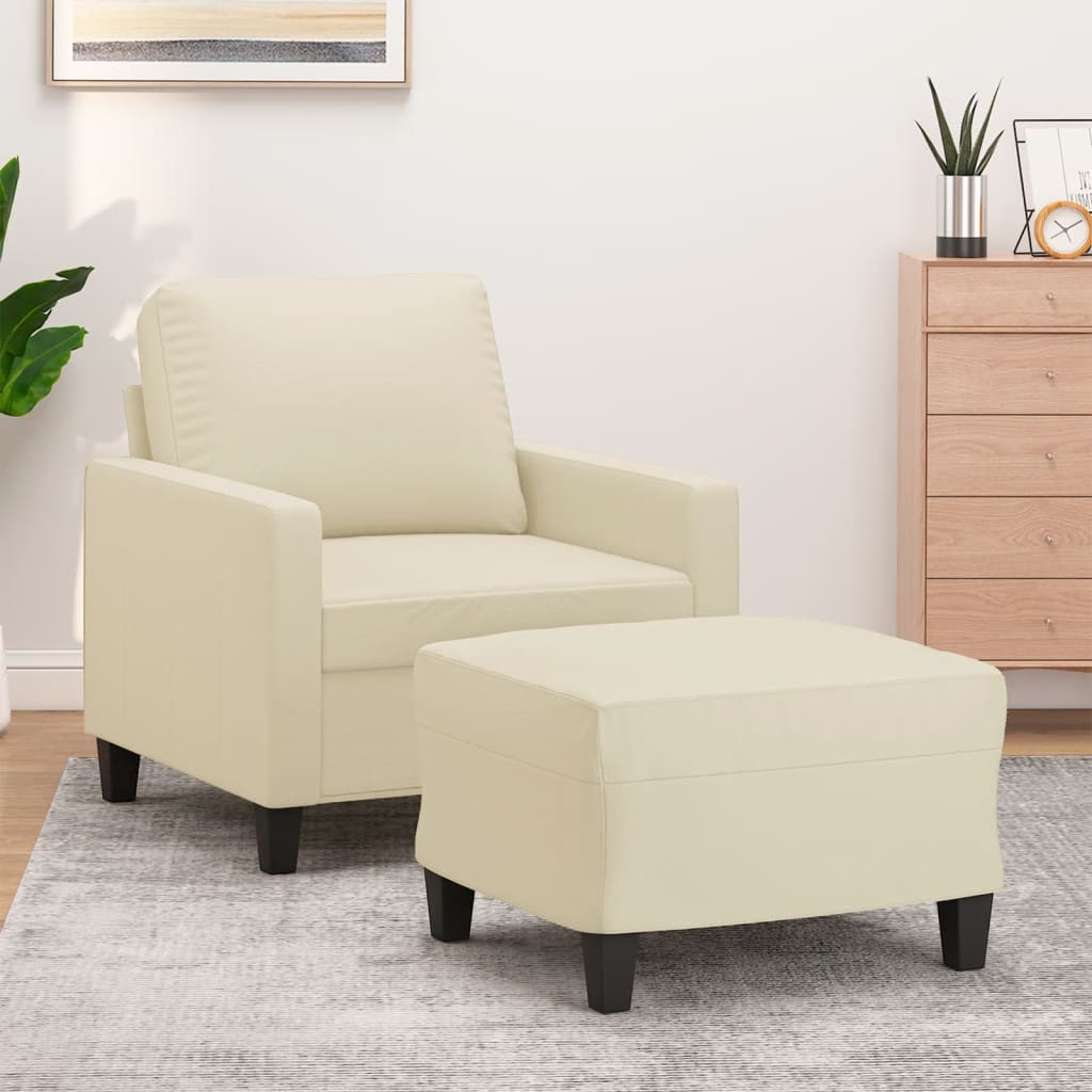 Fauteuil avec repose-pied Crème 60 cm Similicuir - XIOS