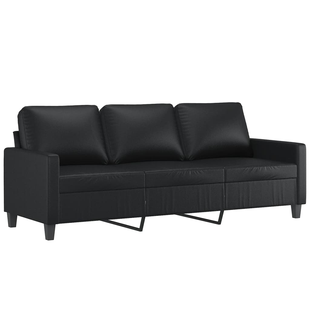 Canapé à 3 places avec repose-pieds Noir 180 cm Similicuir - XIOS