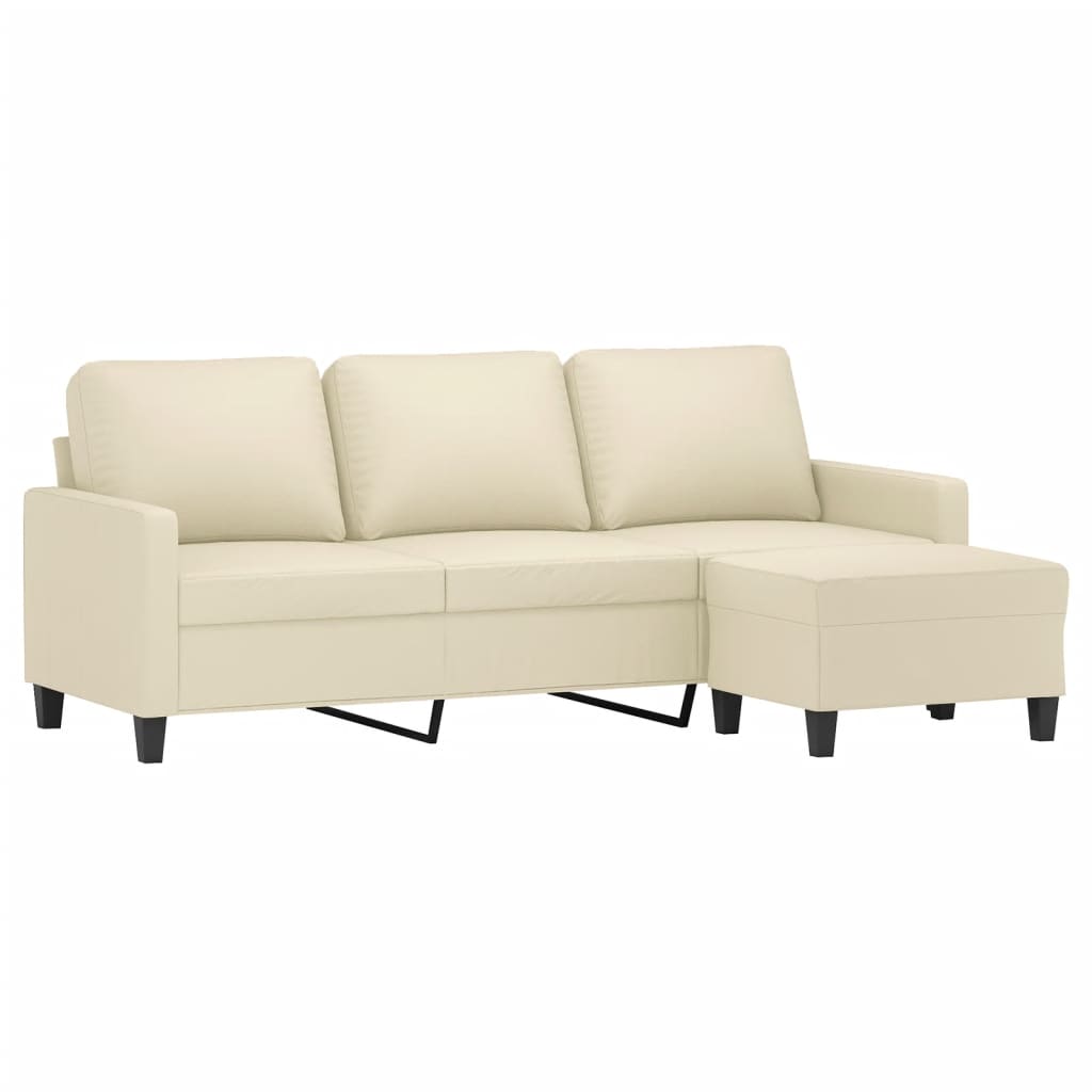 Canapé à 3 places avec repose-pieds Crème 180 cm Similicuir - XIOS