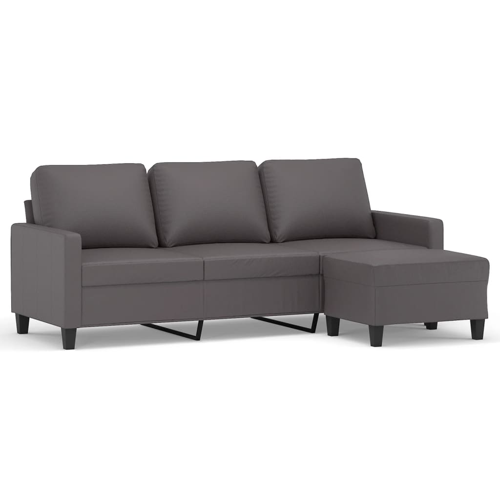 Canapé à 3 places avec repose-pieds Gris 180 cm Similicuir - XIOS