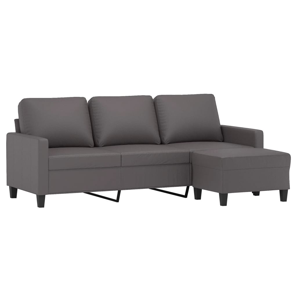 Canapé à 3 places avec repose-pieds Gris 180 cm Similicuir - XIOS