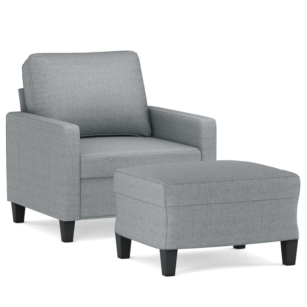 Fauteuil avec repose-pied Gris clair 60 cm Tissu - XIOS