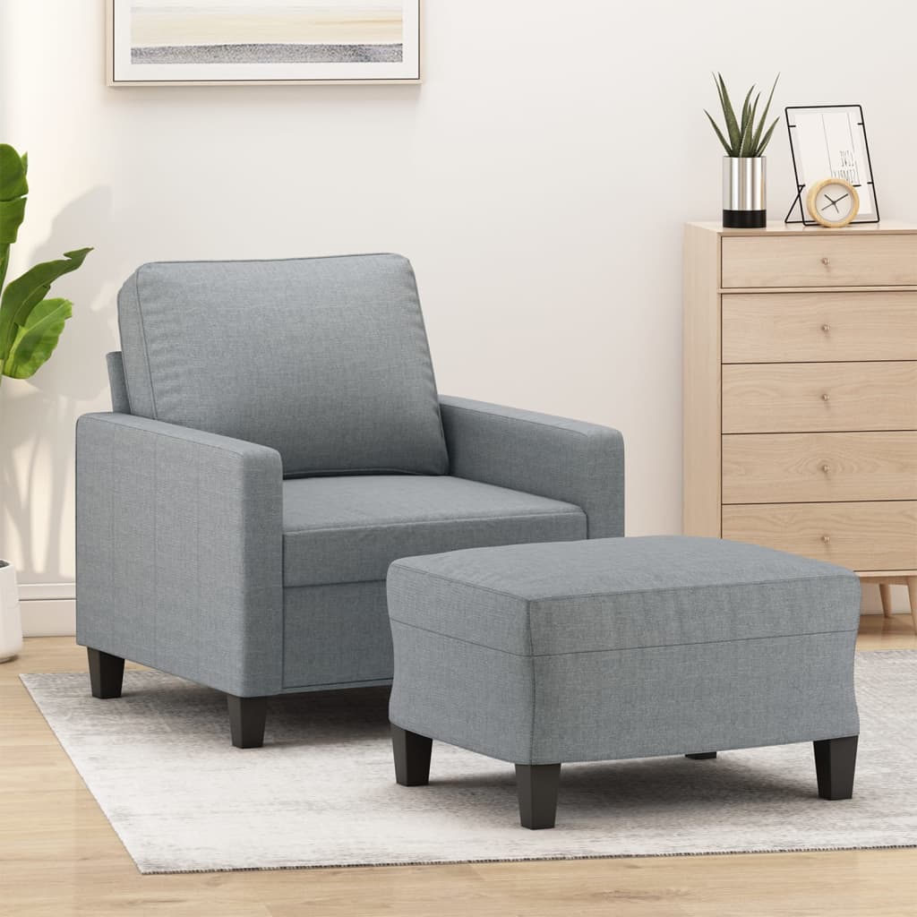Fauteuil avec repose-pied Gris clair 60 cm Tissu - XIOS