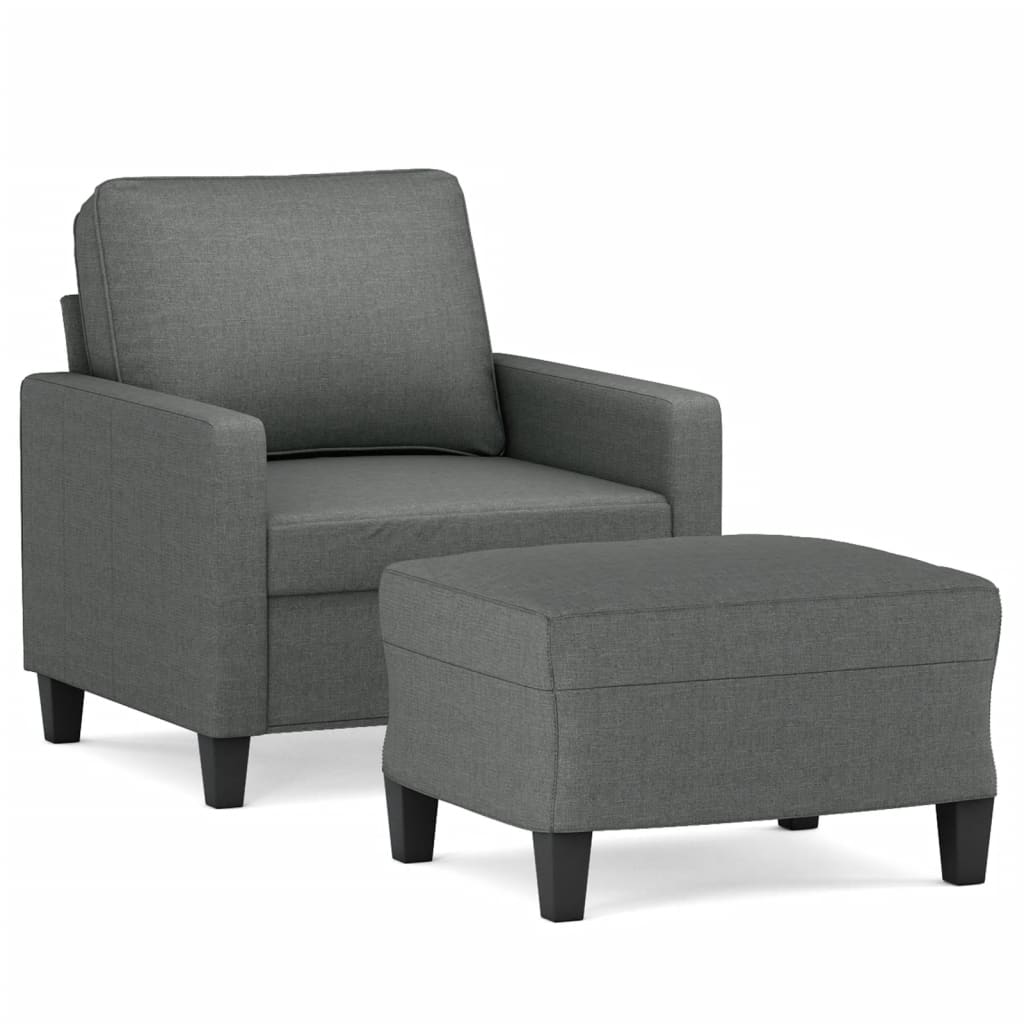 Fauteuil avec repose-pied Gris foncé 60 cm Tissu - XIOS