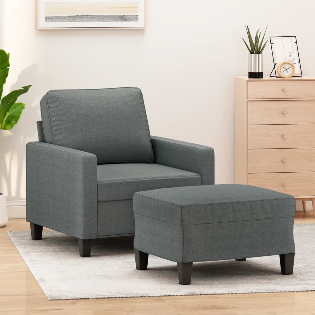 Fauteuil avec repose-pied Gris foncé 60 cm Tissu - XIOS