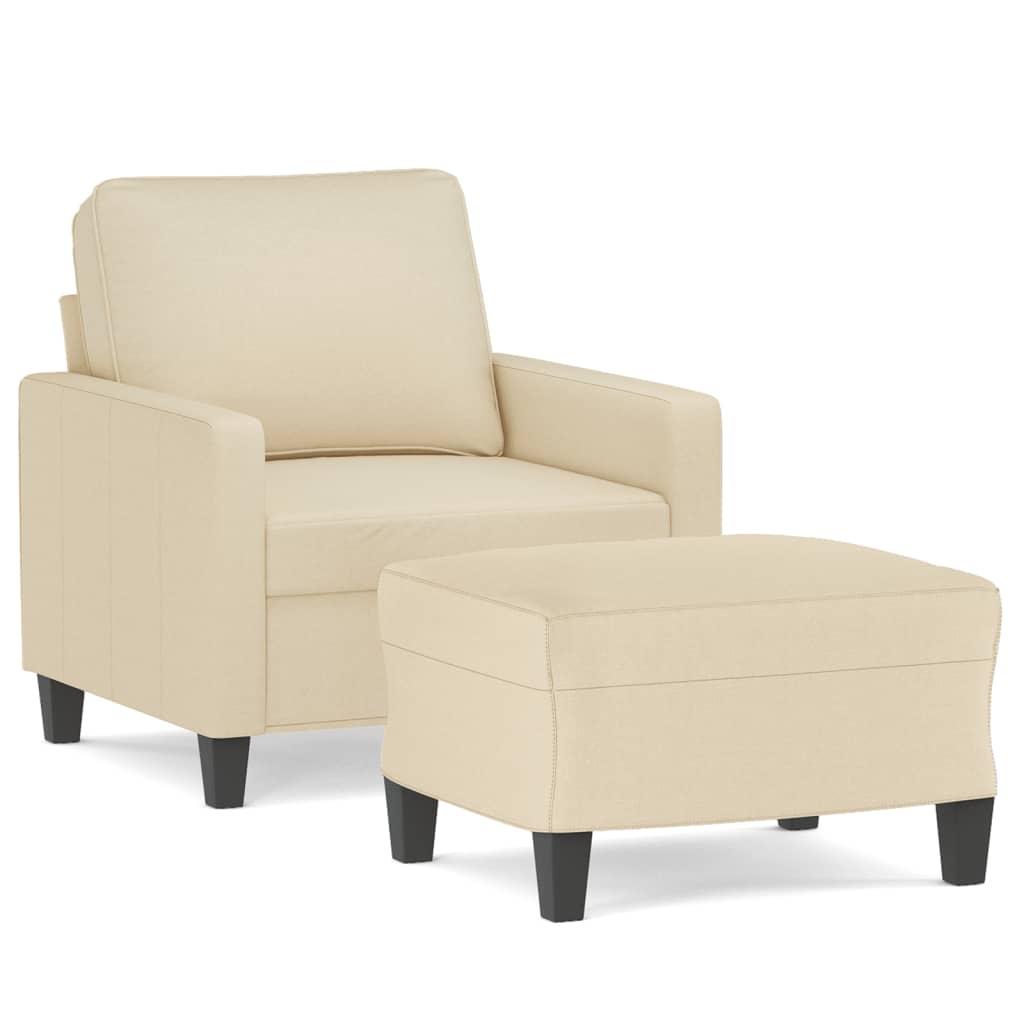 Fauteuil avec repose-pied Crème 60 cm Tissu - XIOS
