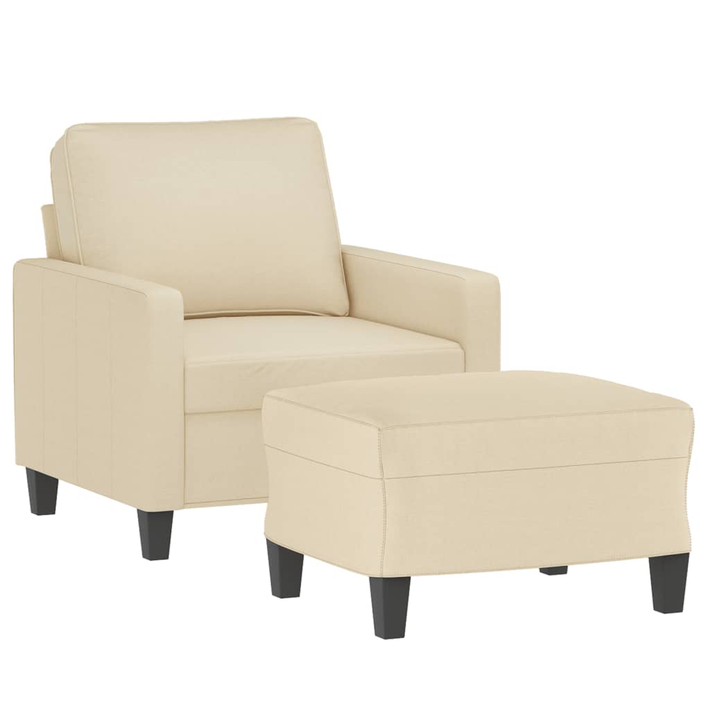 Fauteuil avec repose-pied Crème 60 cm Tissu - XIOS