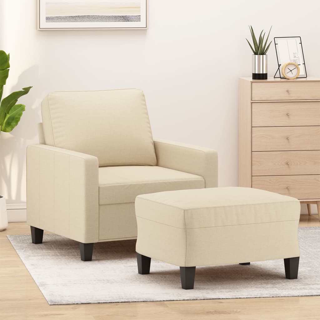 Fauteuil avec repose-pied Crème 60 cm Tissu - XIOS