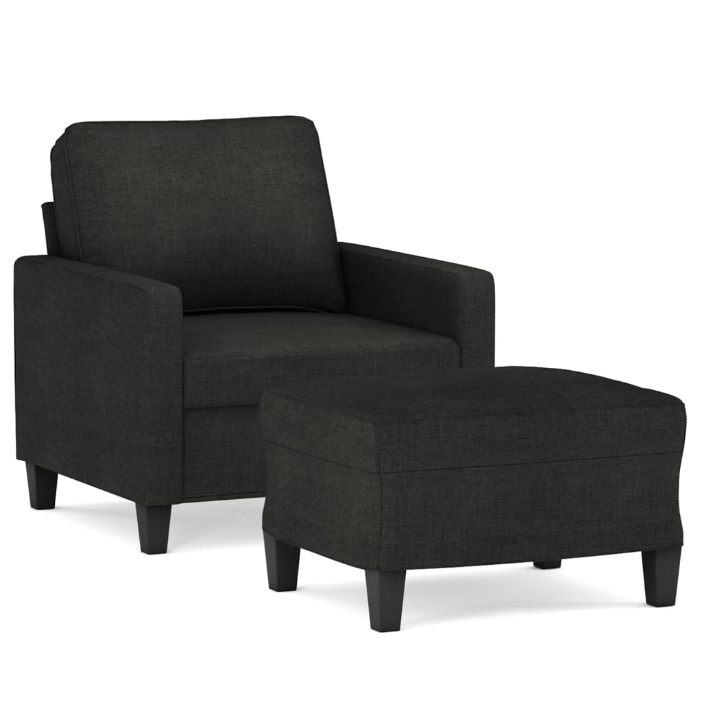 Fauteuil avec repose-pied Noir 60 cm Tissu - XIOS