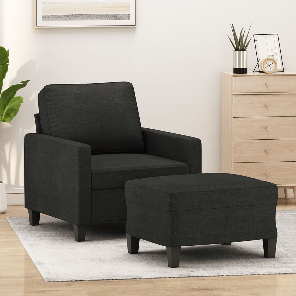 Fauteuil avec repose-pied Noir 60 cm Tissu - XIOS