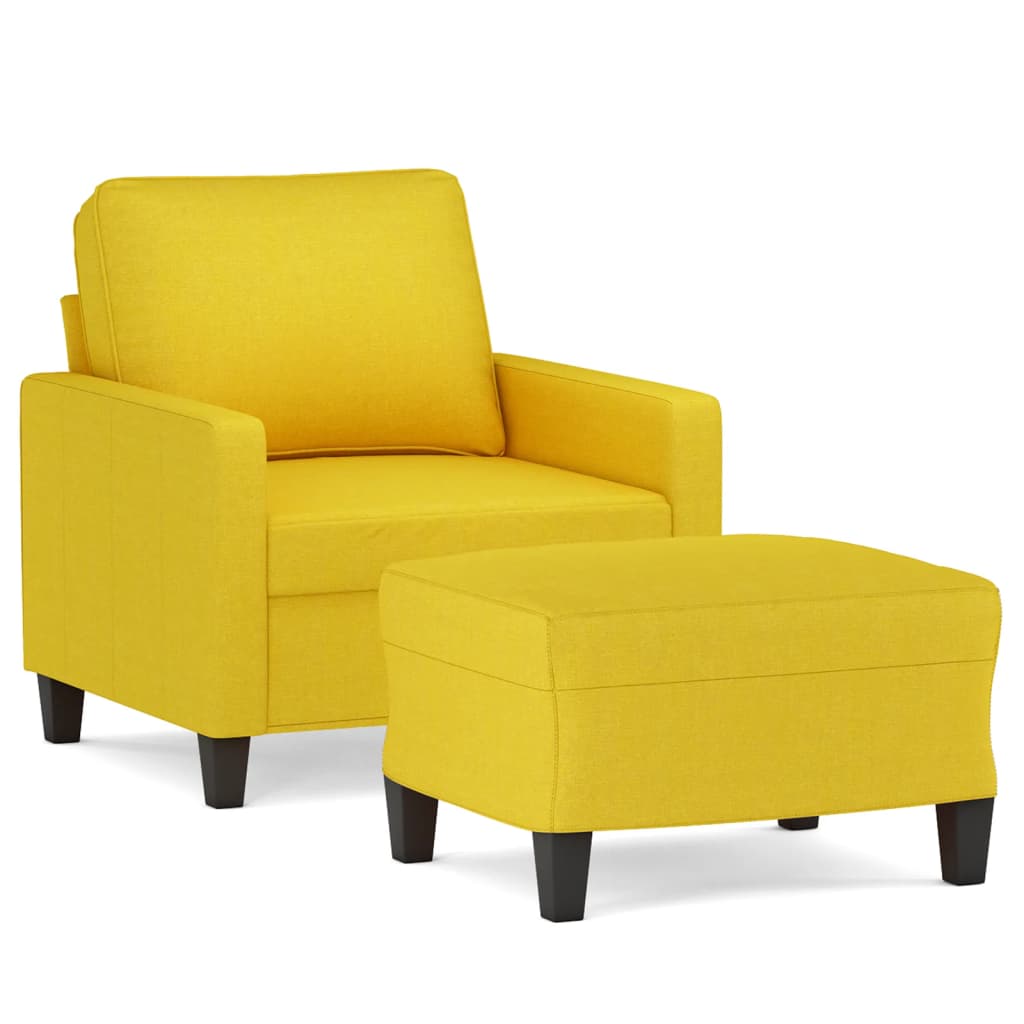 Fauteuil avec repose-pied Jaune clair 60 cm Tissu - XIOS