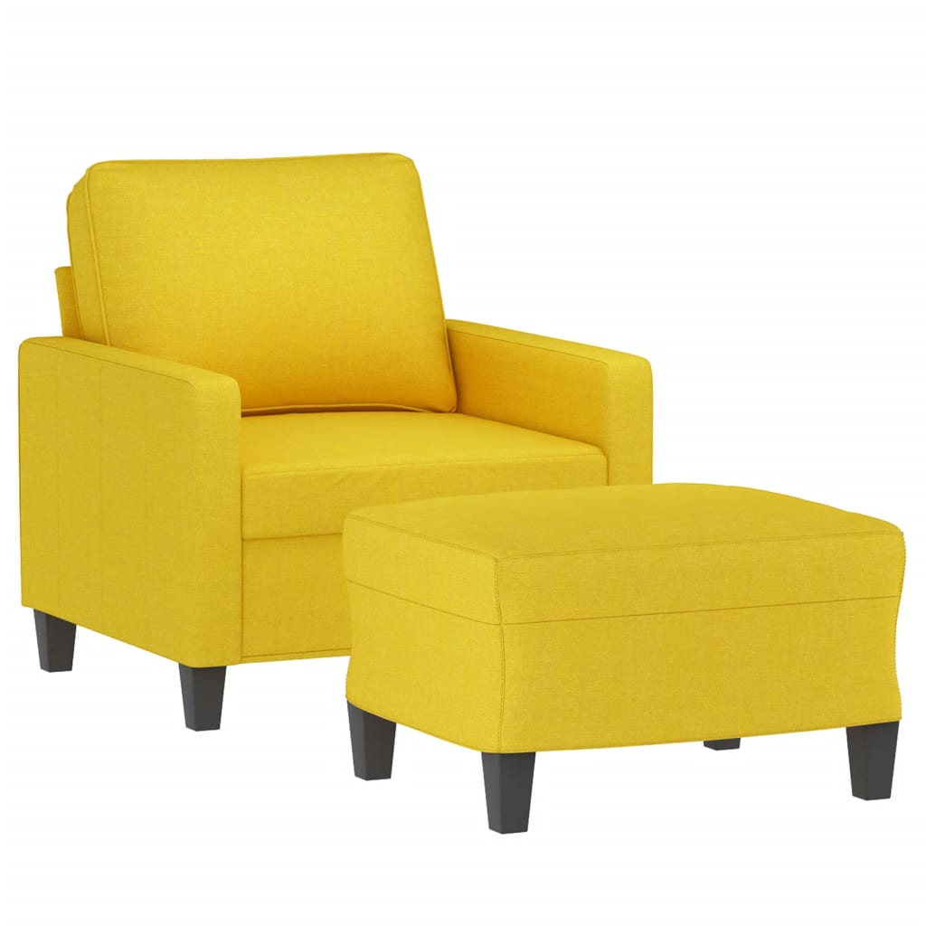 Fauteuil avec repose-pied Jaune clair 60 cm Tissu - XIOS