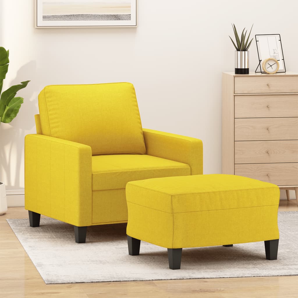 Fauteuil avec repose-pied Jaune clair 60 cm Tissu - XIOS