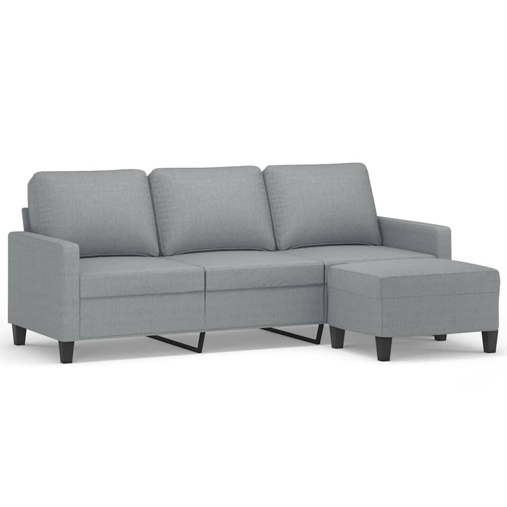 Canapé à 3 places avec repose-pieds Gris clair 180 cm Tissu - XIOS