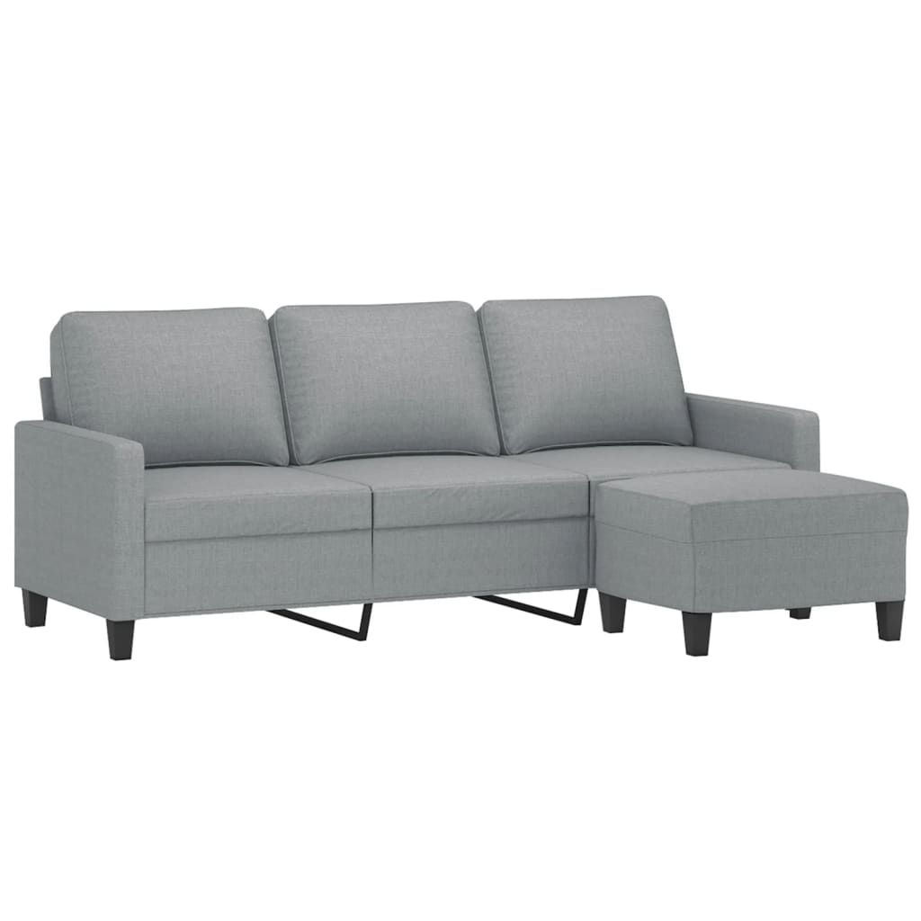 Canapé à 3 places avec repose-pieds Gris clair 180 cm Tissu - XIOS