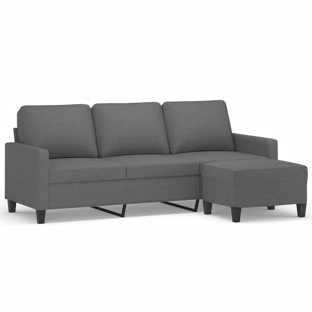 Canapé à 3 places avec repose-pieds Gris foncé 180 cm Tissu - XIOS