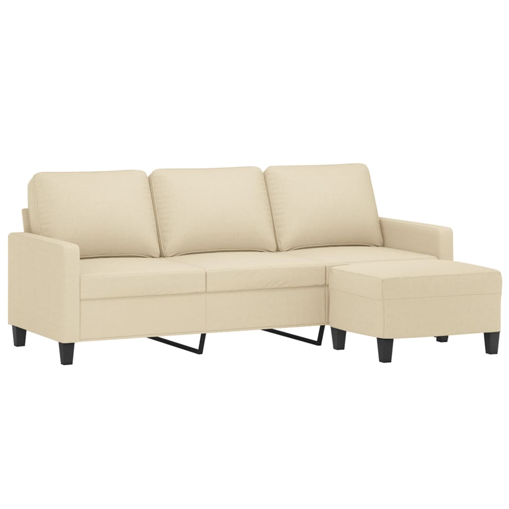 Canapé à 3 places avec repose-pieds Crème 180 cm Tissu
