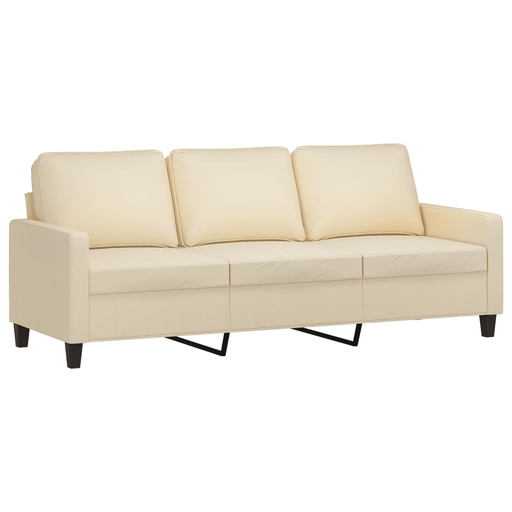 Canapé à 3 places avec repose-pieds Crème 180 cm Tissu