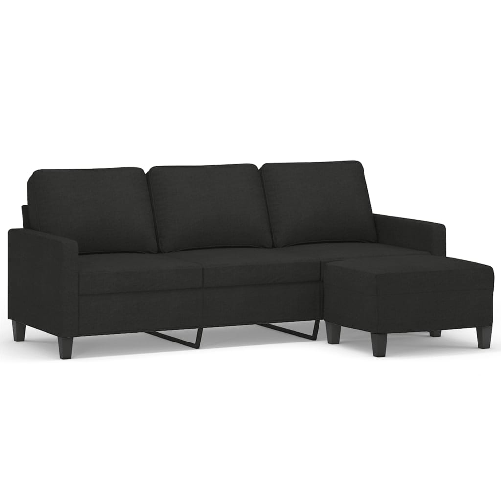 Canapé à 3 places avec repose-pieds Noir 180 cm Tissu - XIOS