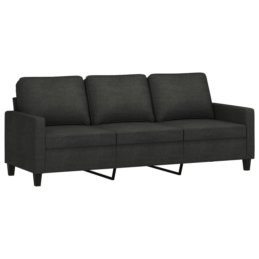 Canapé à 3 places avec repose-pieds Noir 180 cm Tissu - XIOS