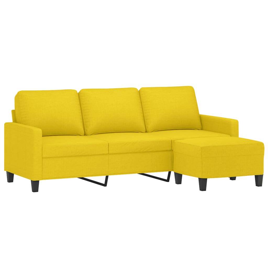 Canapé à 3 places avec repose-pieds Jaune clair 180 cm Tissu - XIOS