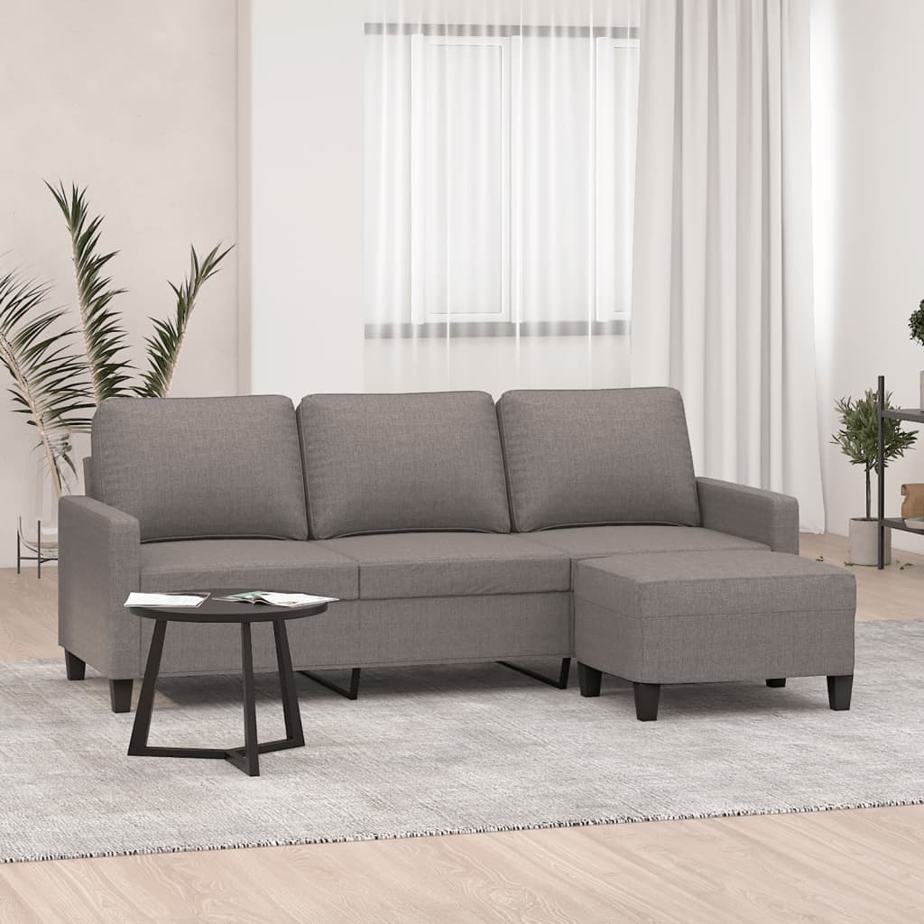 Canapé à 3 places avec repose-pieds Taupe 180 cm Tissu - XIOS