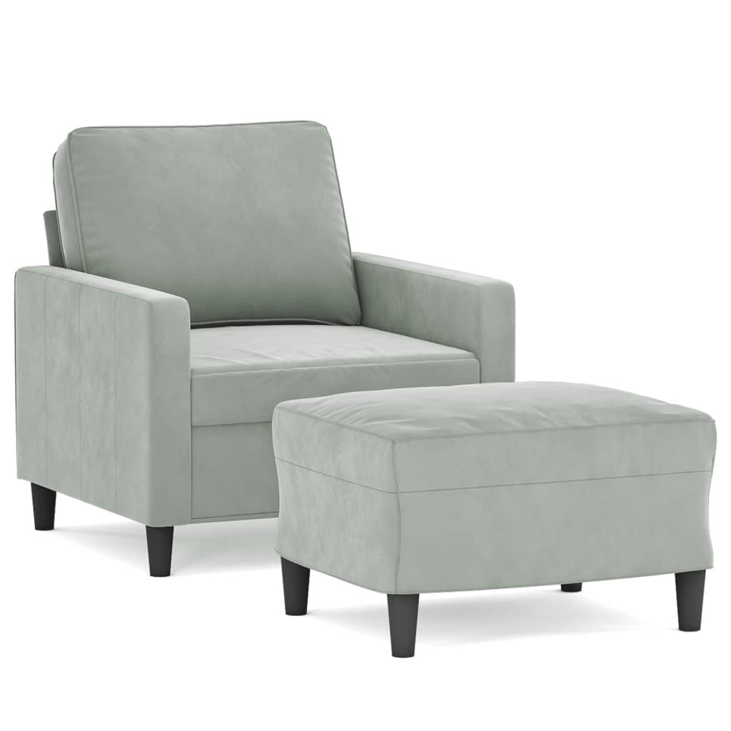 Fauteuil avec repose-pied Gris clair 60 cm Velours - XIOS