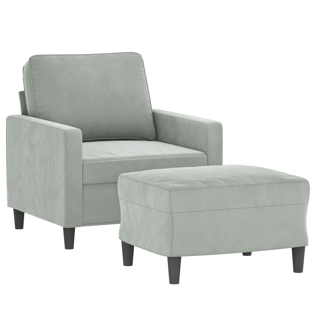 Fauteuil avec repose-pied Gris clair 60 cm Velours - XIOS