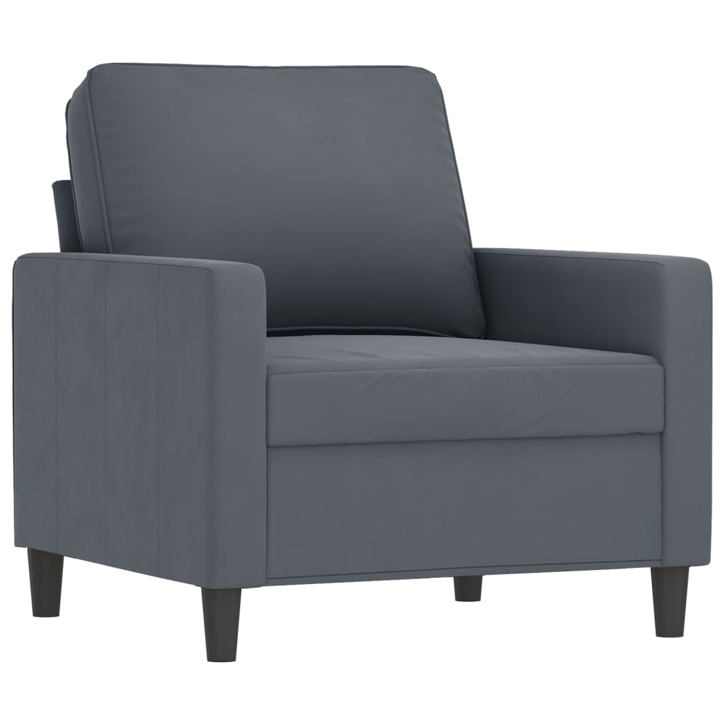 Fauteuil avec repose-pied Gris foncé 60 cm Velours - XIOS