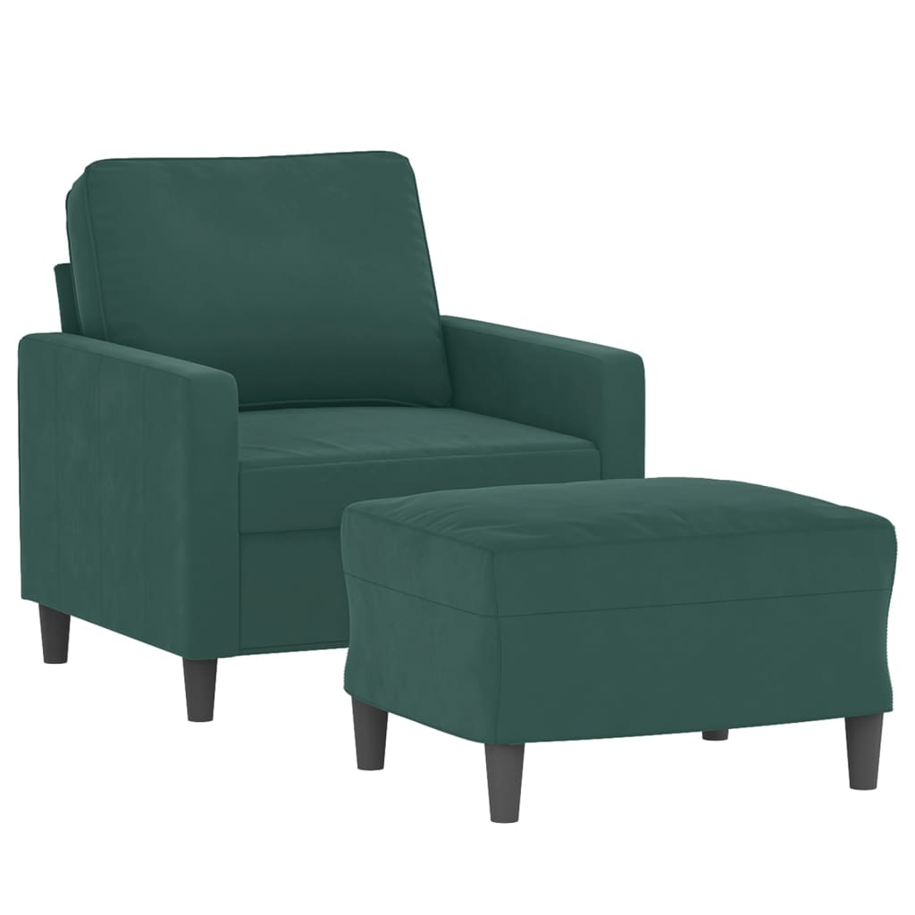 Fauteuil avec repose-pied Vert foncé 60 cm Velours - XIOS