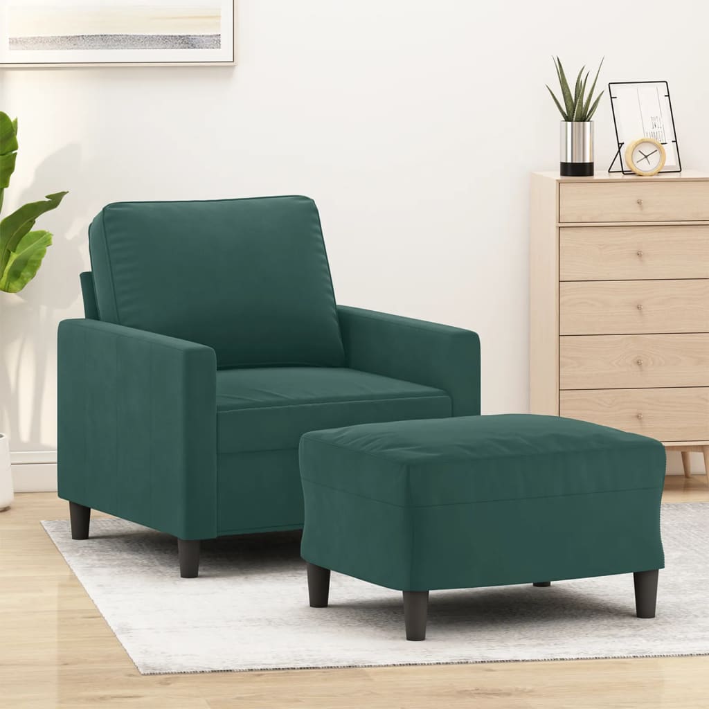 Fauteuil avec repose-pied Vert foncé 60 cm Velours - XIOS