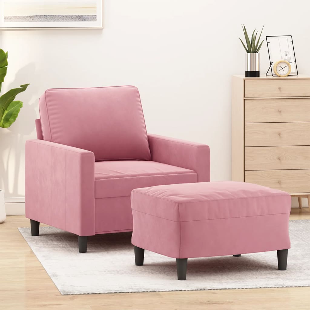 Fauteuil avec repose-pied Rose 60 cm Velours - XIOS