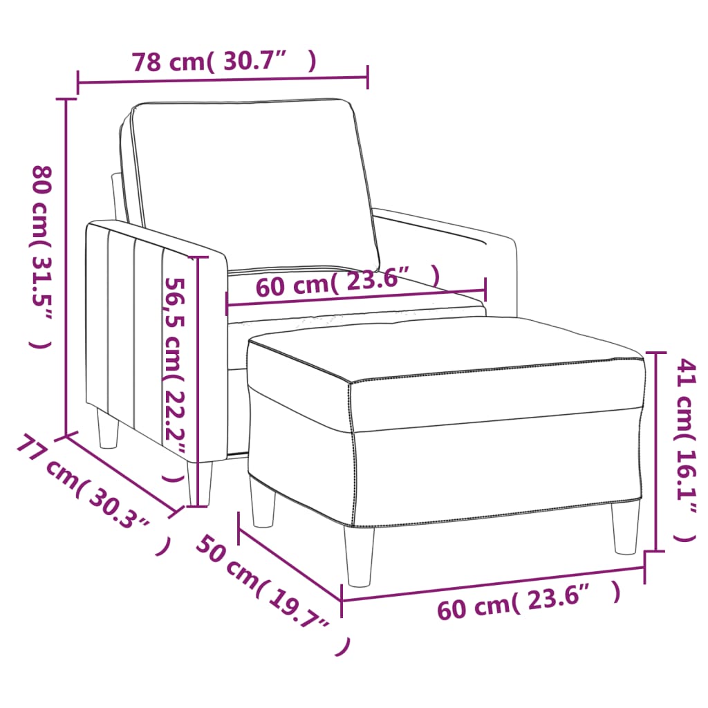 Fauteuil avec repose-pied jaune 60 cm velours - XIOS