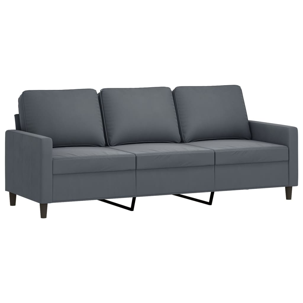 Canapé à 3 places avec repose-pieds Gris foncé 180 cm Velours - XIOS