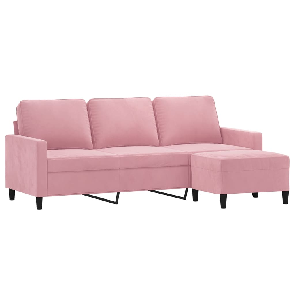 Canapé à 3 places avec repose-pieds Rose 180 cm Velours - XIOS