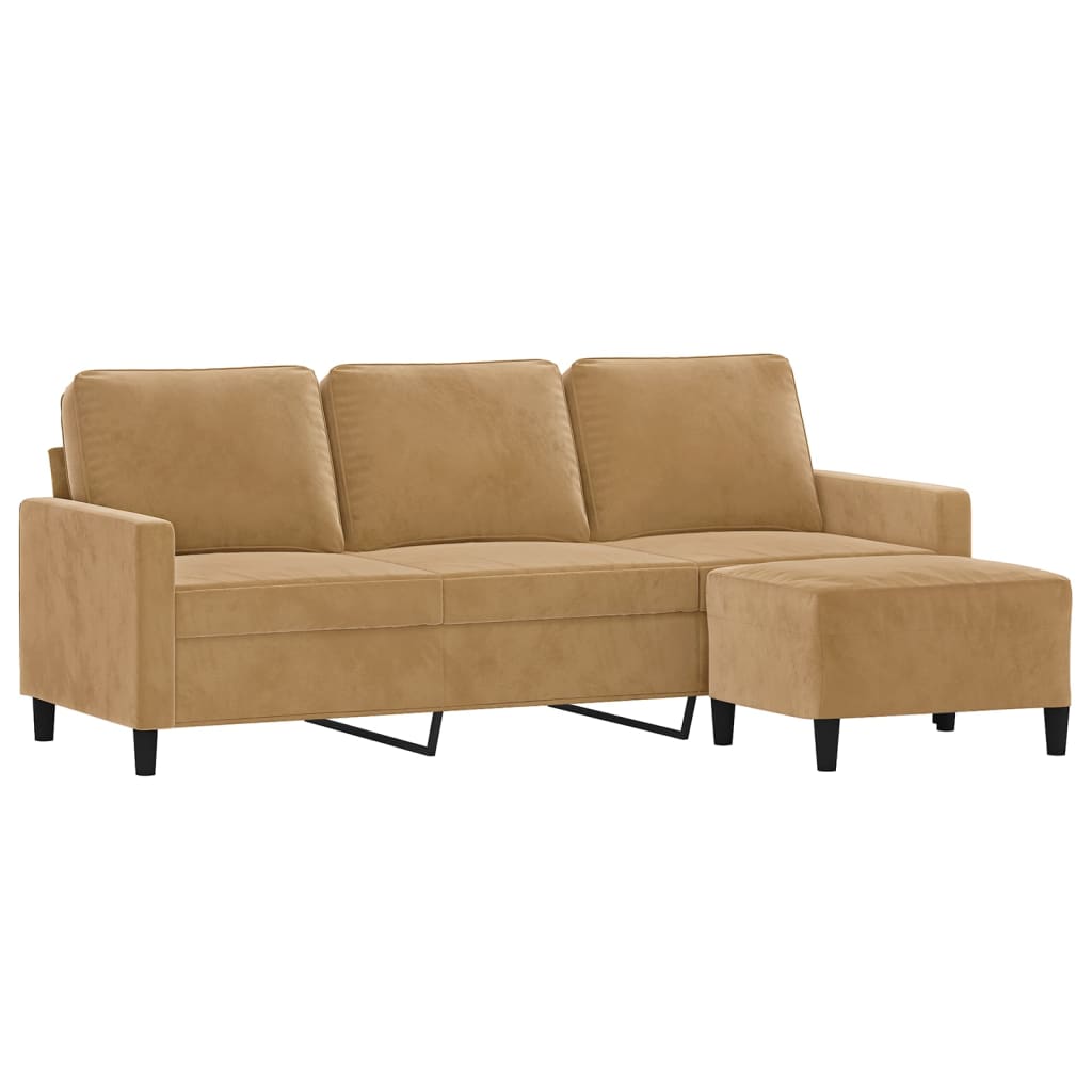 Canapé à 3 places avec repose-pieds Marron 180 cm Velours - XIOS