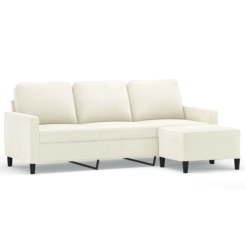 Canapé à 3 places avec repose-pieds Crème 180 cm Velours - XIOS