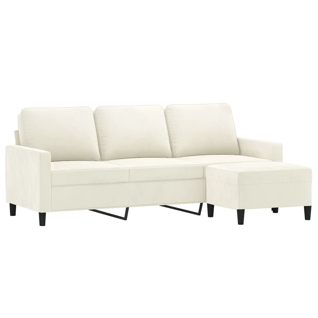 Canapé à 3 places avec repose-pieds Crème 180 cm Velours - XIOS
