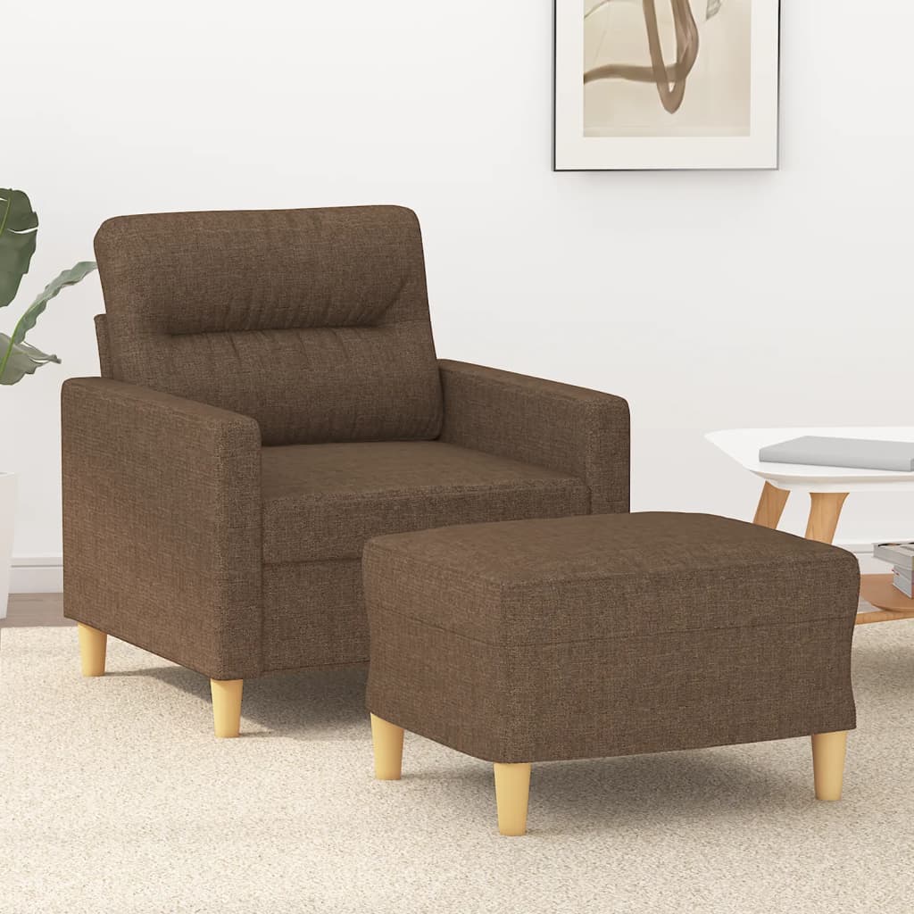 Fauteuil avec repose-pied Marron 60 cm Tissu - XIOS