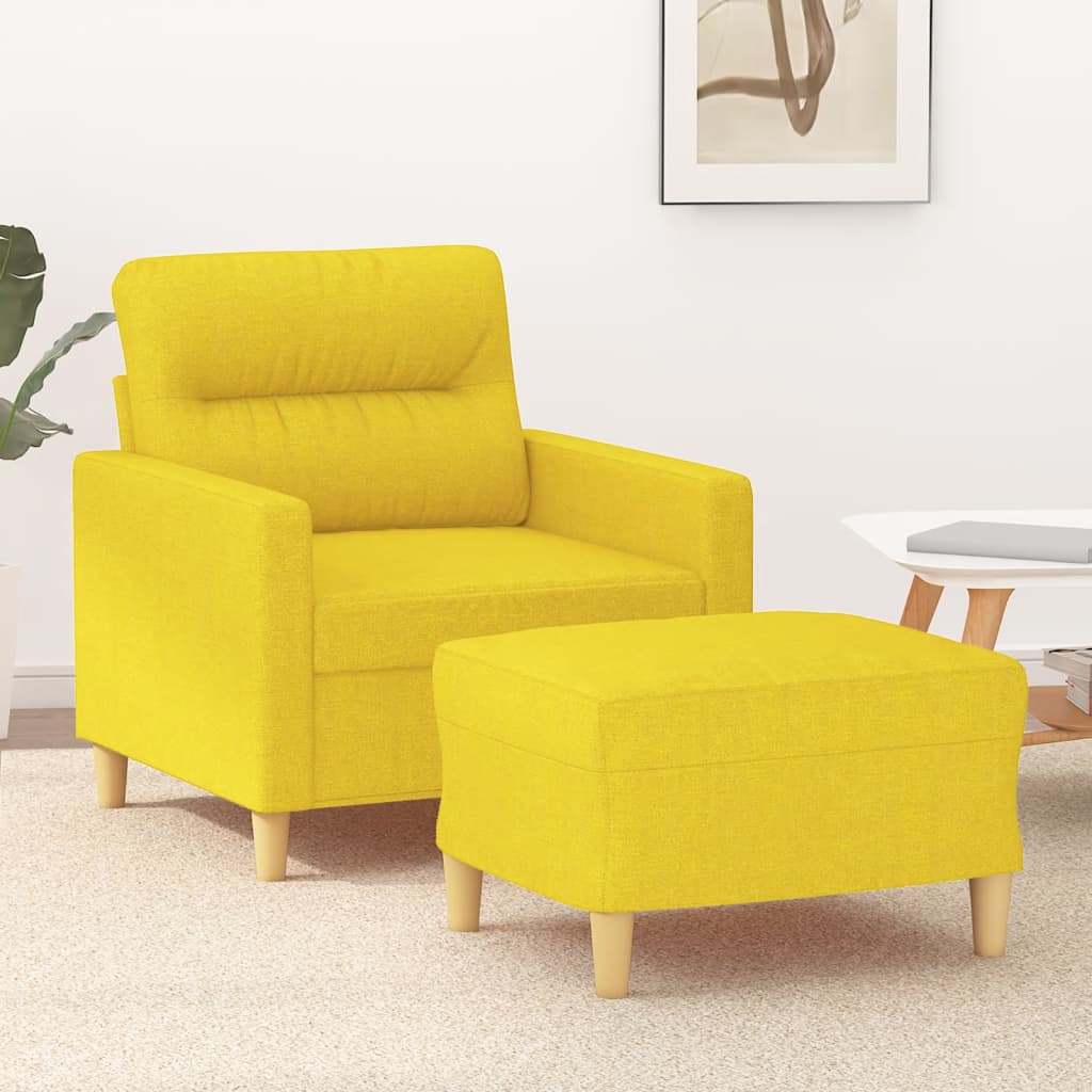 Fauteuil avec repose-pied Jaune clair 60 cm Tissu - XIOS