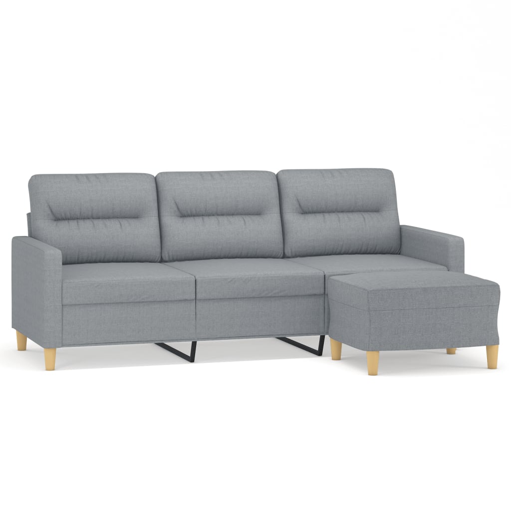 Canapé à 3 places avec repose-pieds Gris clair 180 cm Tissu - XIOS