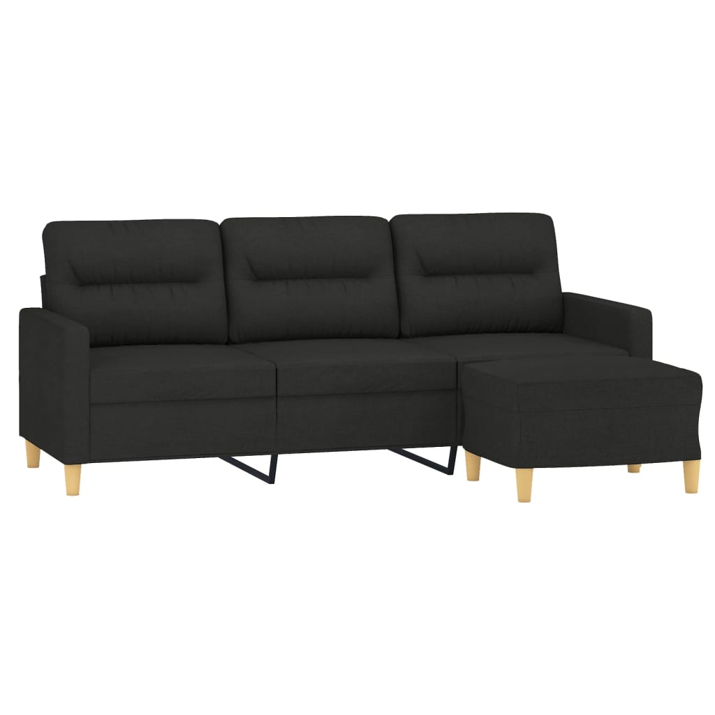 Canapé à 3 places avec repose-pieds Noir 180 cm Tissu - XIOS