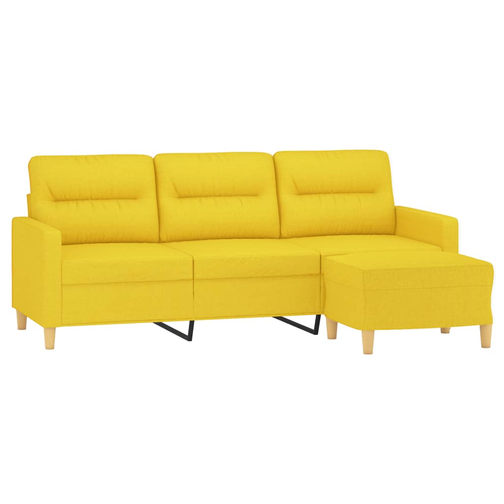 Canapé à 3 places avec repose-pieds Jaune clair 180 cm Tissu - XIOS