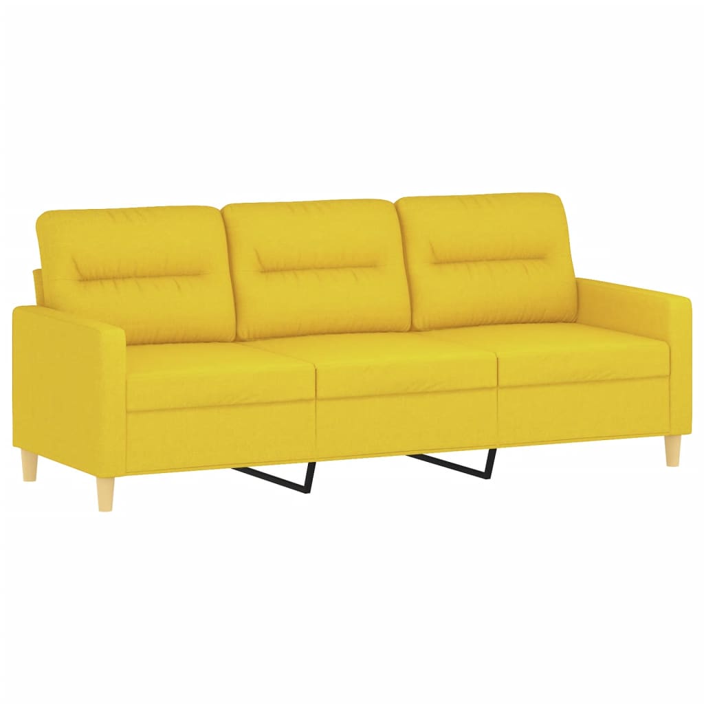 Canapé à 3 places avec repose-pieds Jaune clair 180 cm Tissu - XIOS