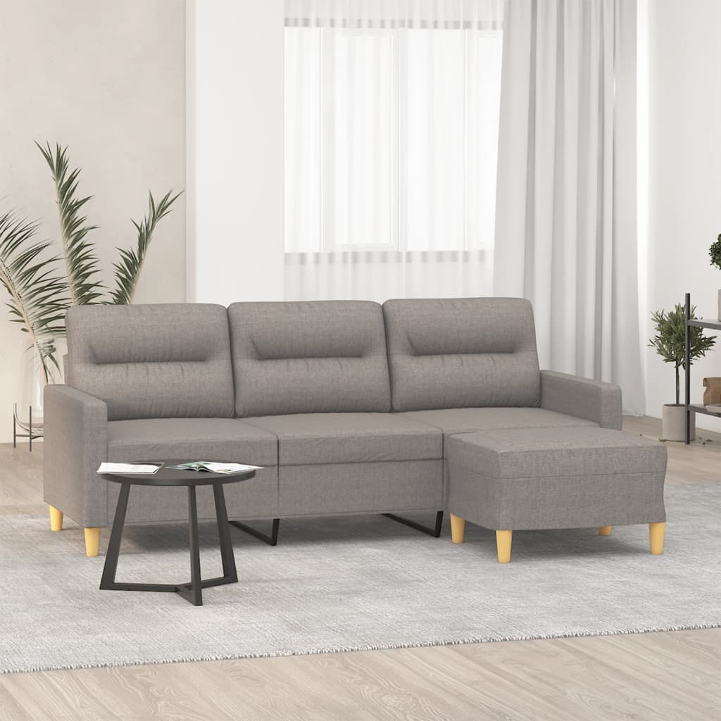 Canapé à 3 places avec repose-pieds Taupe 180 cm Tissu - XIOS