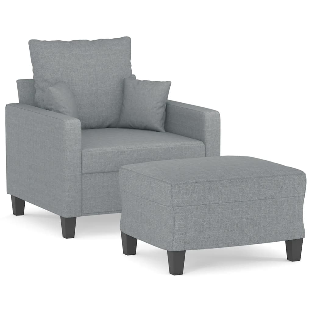 Fauteuil avec repose-pied Gris clair 60 cm Tissu - XIOS