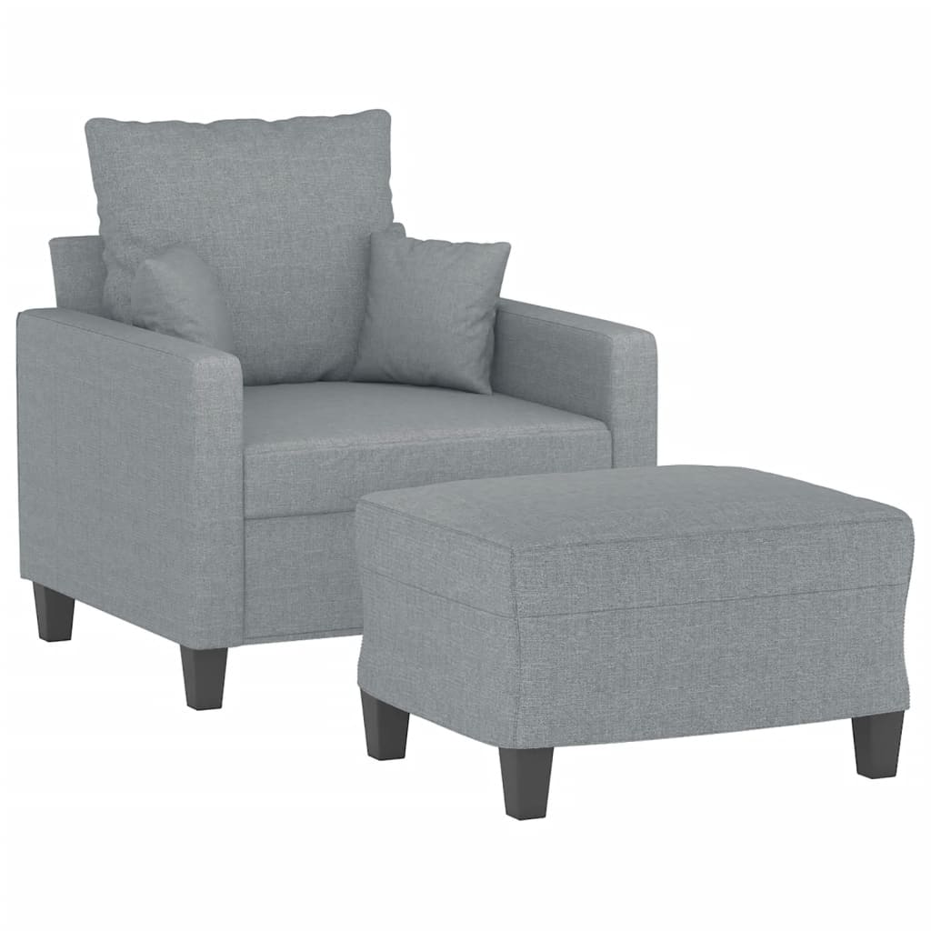 Fauteuil avec repose-pied Gris clair 60 cm Tissu - XIOS